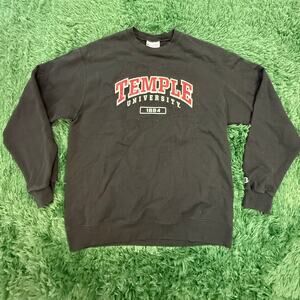 Temple University Black Pullover Sweatshirt Sz Large Y2K